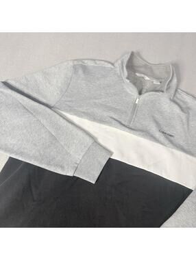 Calvin Klein Quarter Zip Sweatshirt Men's L Black Gray White Colorblock